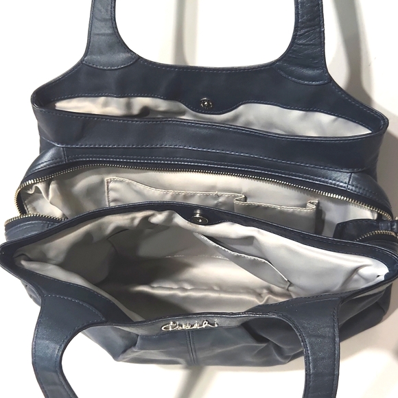 Coach Lexi Leather Gray Blue Metallic Large Carryall Shoulder Bag Purse F18829 - Picture 12 of 14